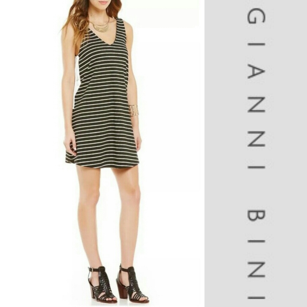 🆕🌱 GIANNI BINI Side-Tie Striped Tank Dress